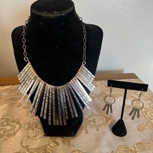 Silver Statement Necklace & Earring Set